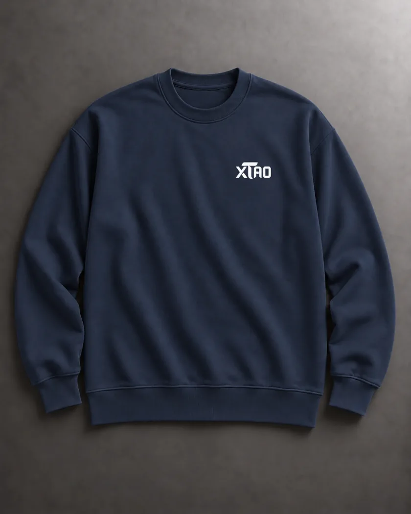 Navy Crewneck, front view