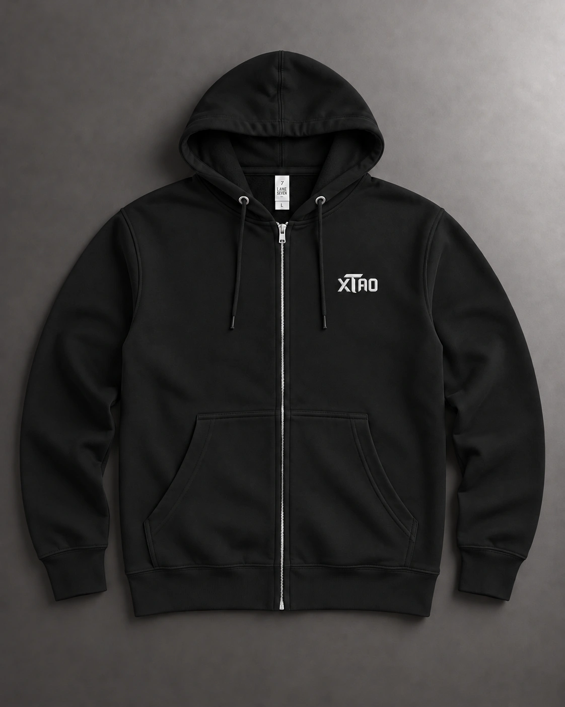 Black Zip Hoodie, front view