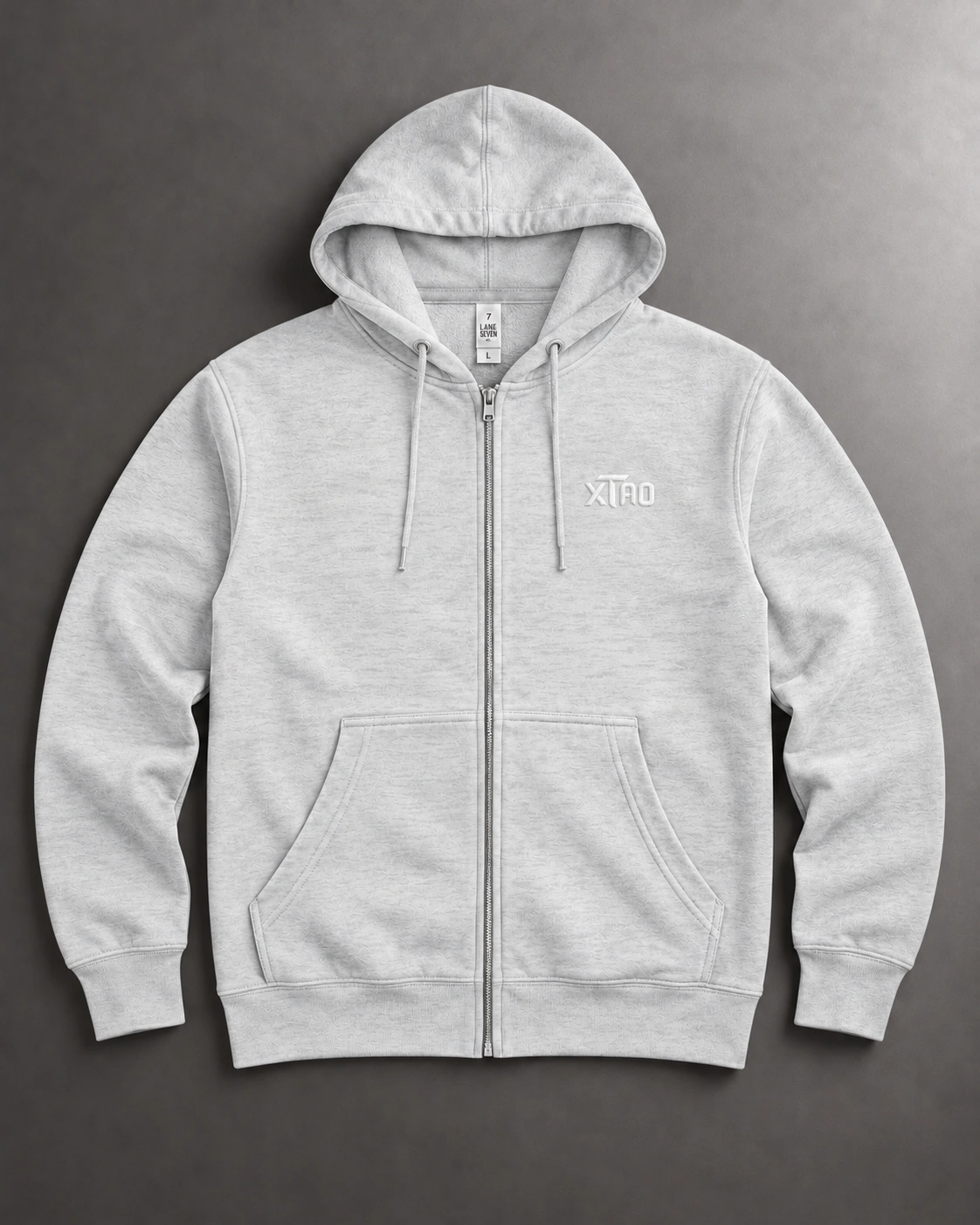 Grey Zip Hoodie, front view